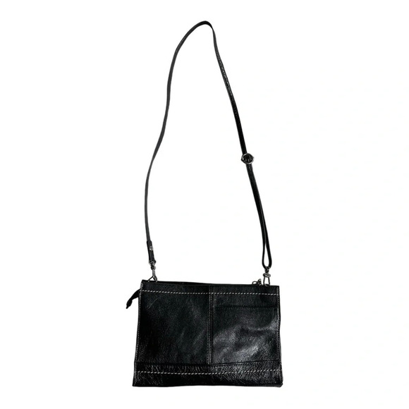 The Sak Iris Black Leather Used Small 3-way Demi Clutch Crossbody Shoulder Bag - Picture 2 of 12